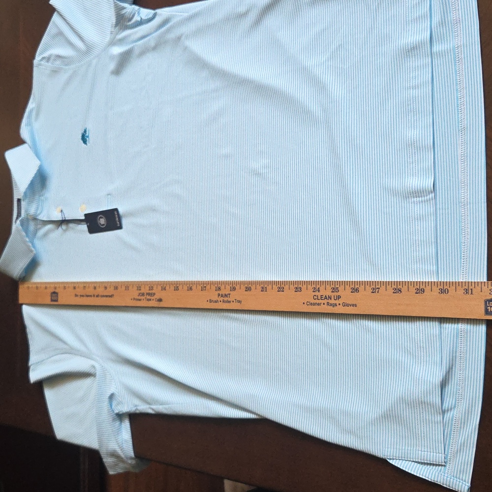 Beautiful Men's Turquoise And White Striped Golf Shirt In New Perfect Condition! - Picture 13 of 14